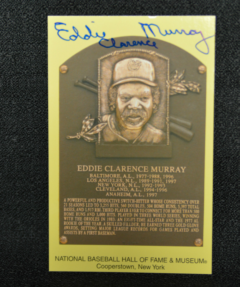 Eddie Murray Full Name signed Hall of Fame Plaque Postcard